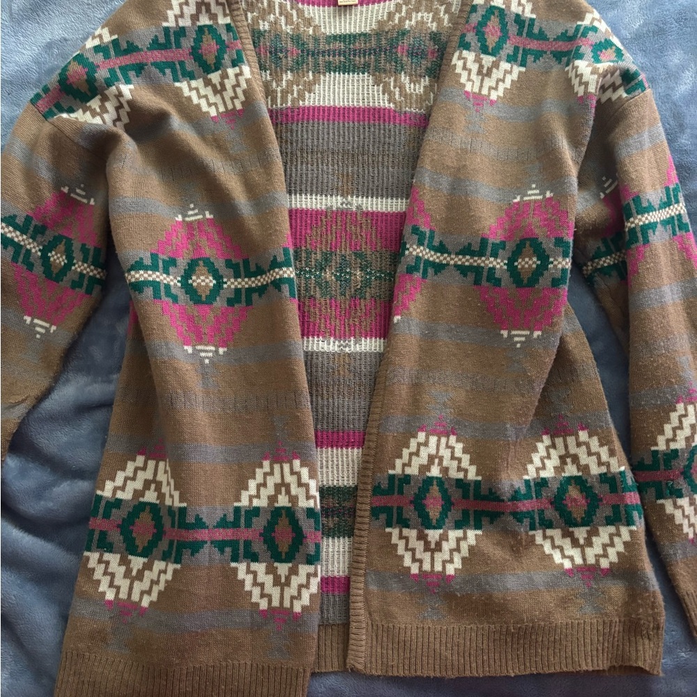 Love By Design Brown and Pink Cardigan Sweater